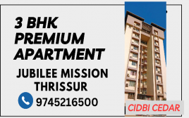 3 BHK 1677 SQF Premium Apartment For Sale at Cidbi,Cedar,Jubilee Mission,Thrissur 